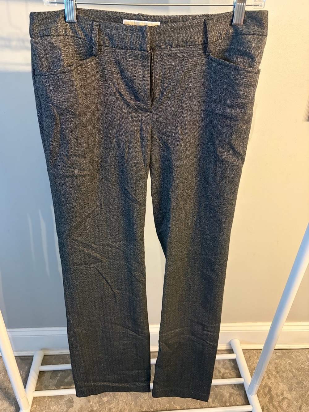 MICHAEL Michael Kors Straight Leg herringbone Charcoal trousers size 6